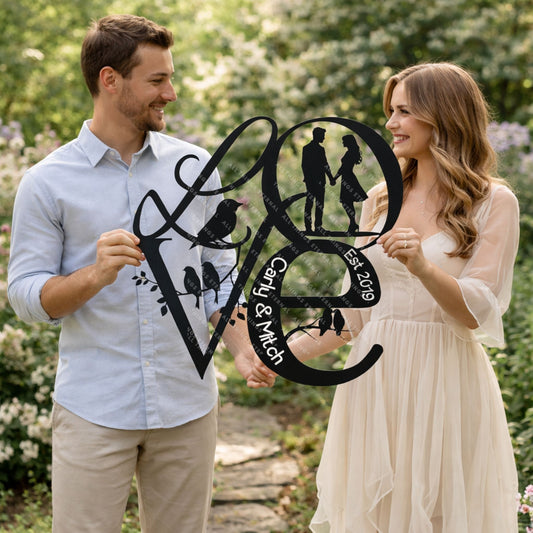 Personalized Love Birds Metal Wall Art - Perfect Couples Gift & Decor