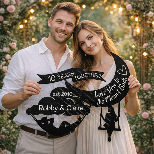 Custom Name 10th Anniversary Metal Sign – Personalized Couple Gift