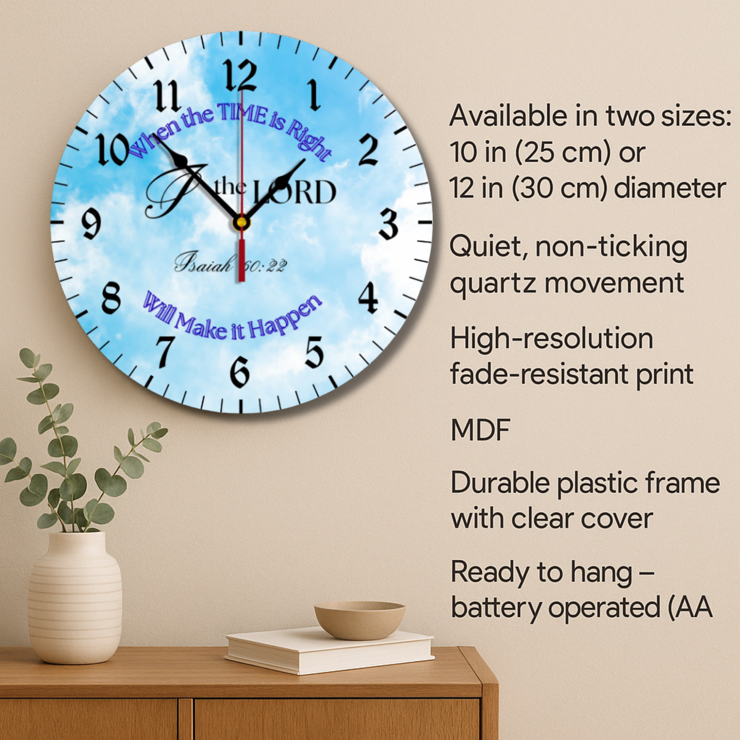 Christian Wall Clock | Isaiah 60:22 Scripture Home & Faith Gift