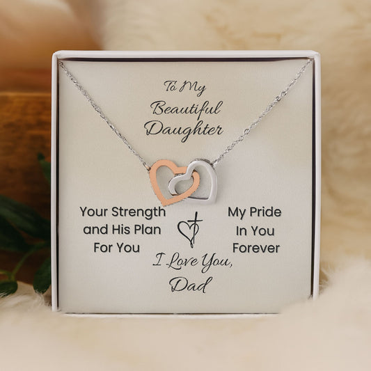 Father to Daughter Interlocking Hearts Necklace – His Plan, My Pride