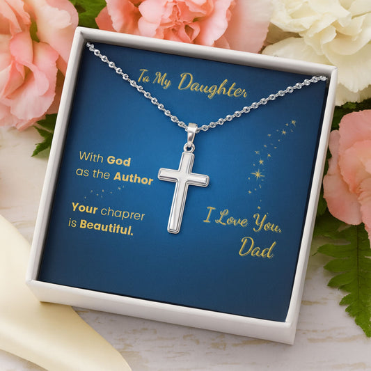 To My Daughter Cross Necklace – God as the Author | Gift from Dad