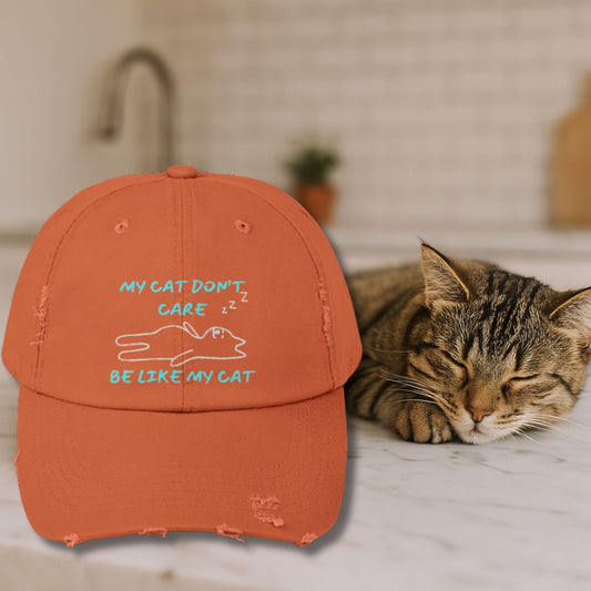 Distressed Unisex Baseball Cap- Cat Lovers Gifts