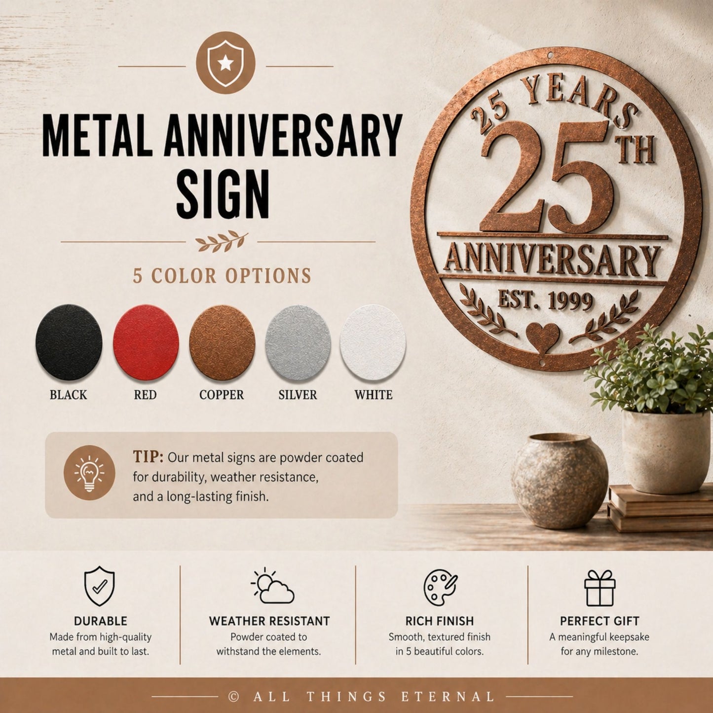 Personalized Couple Metal Wall Art – Custom Anniversary Name Sign