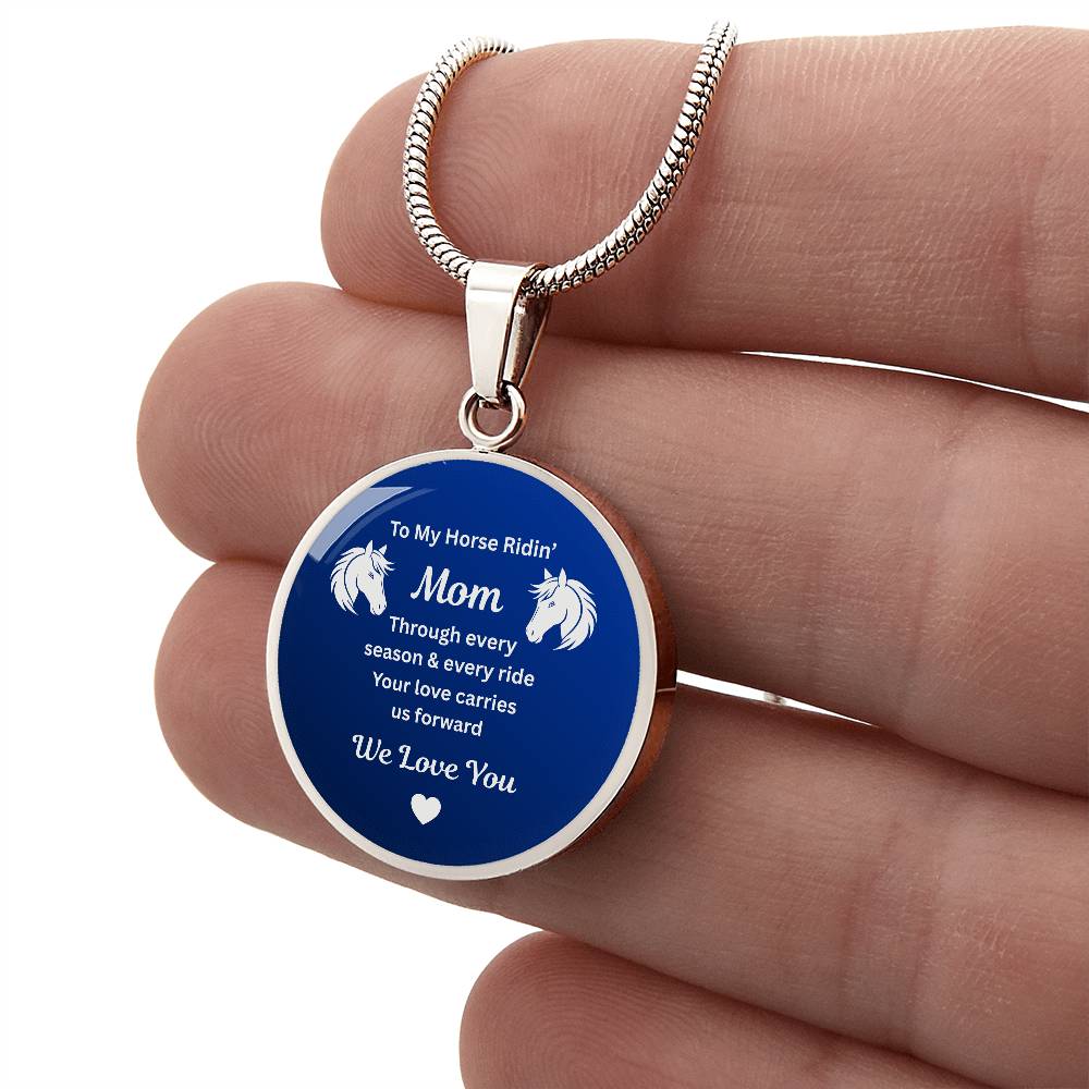To My Horse Ridin' Mom Heart  Necklace – Engraved Mother’s Day Gift for Horse Lovers Mom