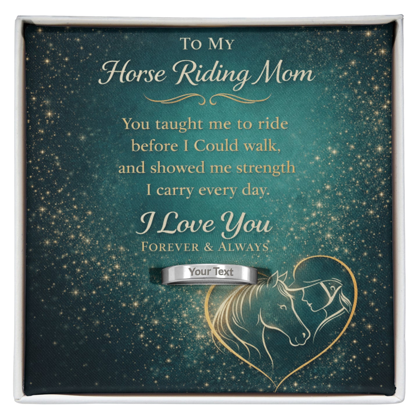 Personalized Horse Mom Engraved Ring – Custom Gift For Mother's Day
