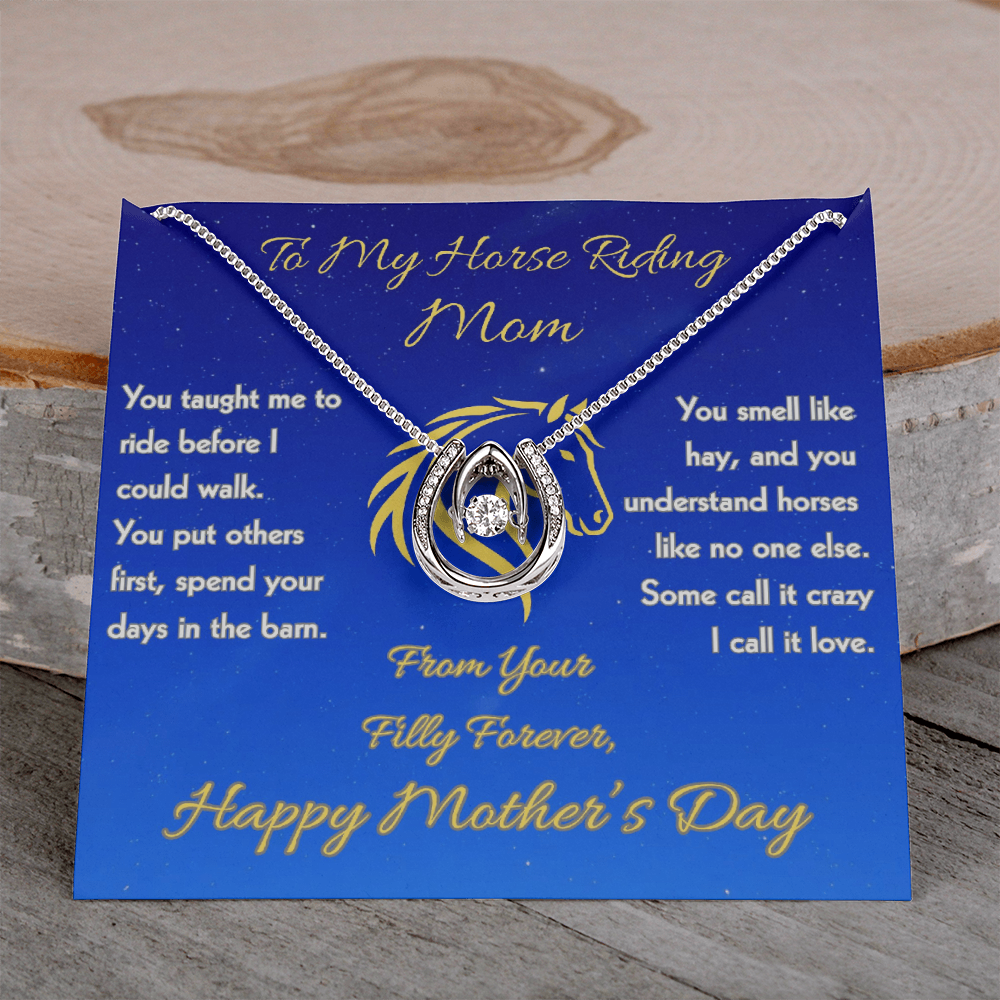 To My Horse Mom - Lucky Horseshoe Necklace - Mother's Day Gift