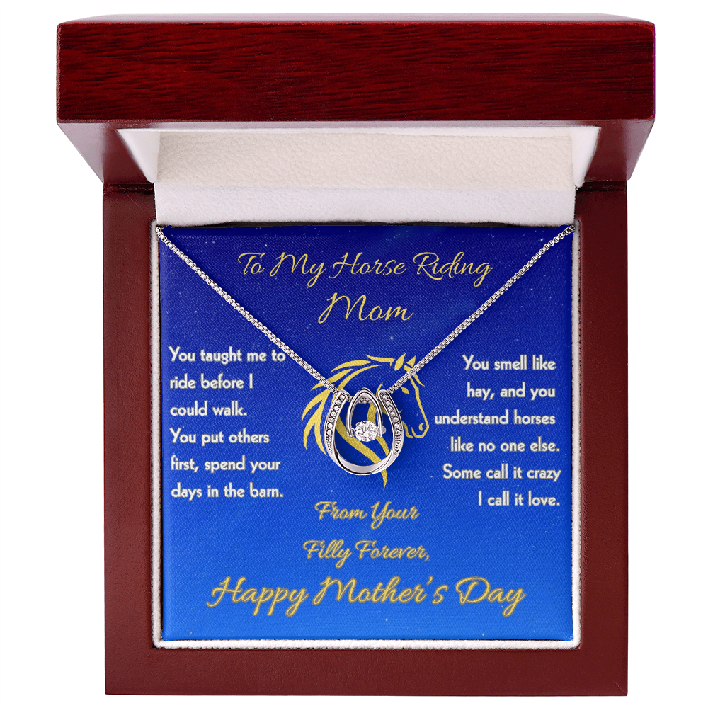 To My Horse Mom - Lucky Horseshoe Necklace - Mother's Day Gift