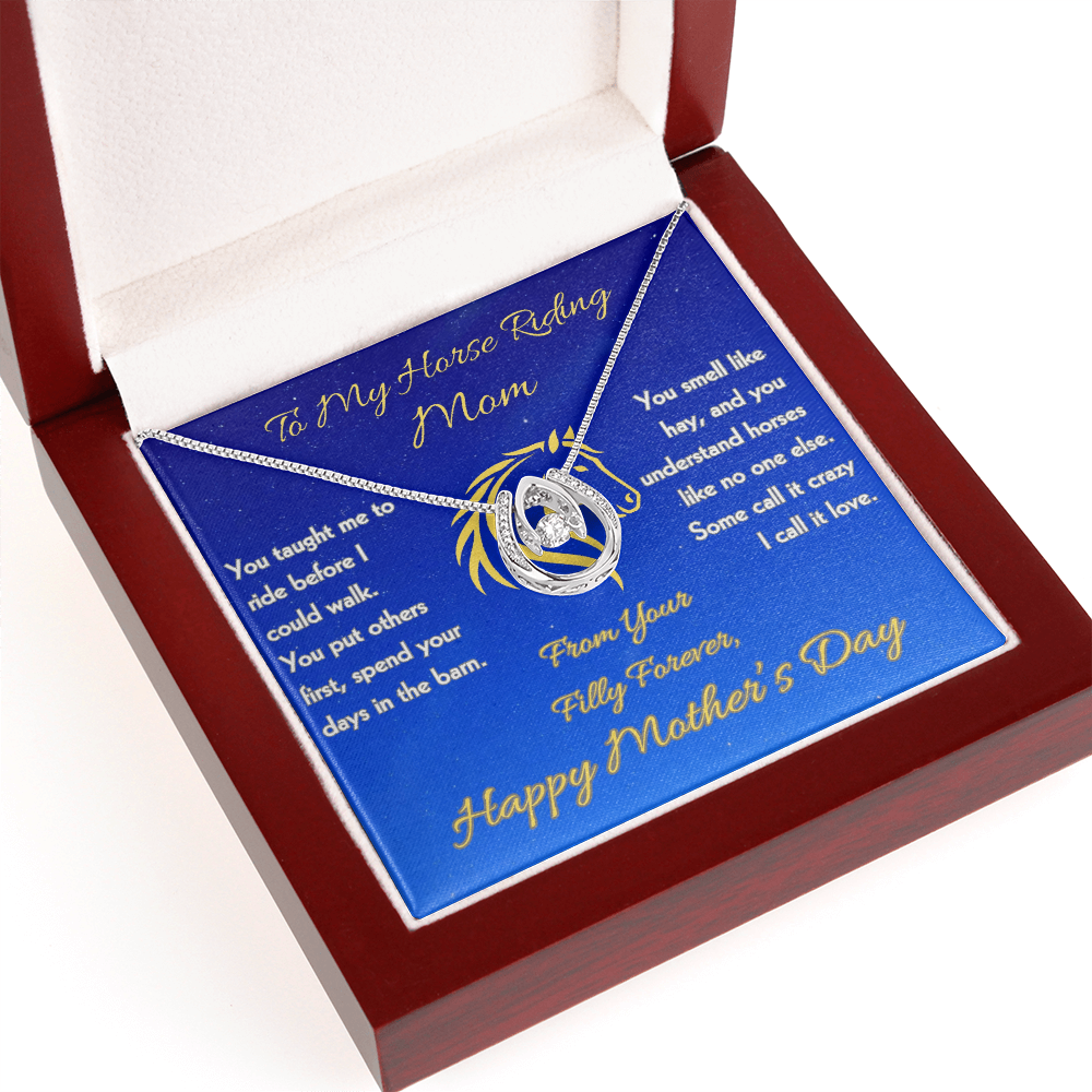 To My Horse Mom - Lucky Horseshoe Necklace - Mother's Day Gift