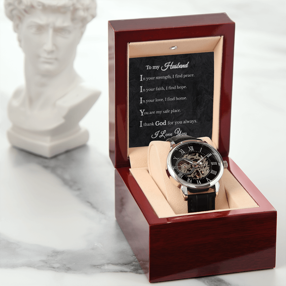 To My Husband Luxury Openwork Mechanical Watch Gift from Wife
