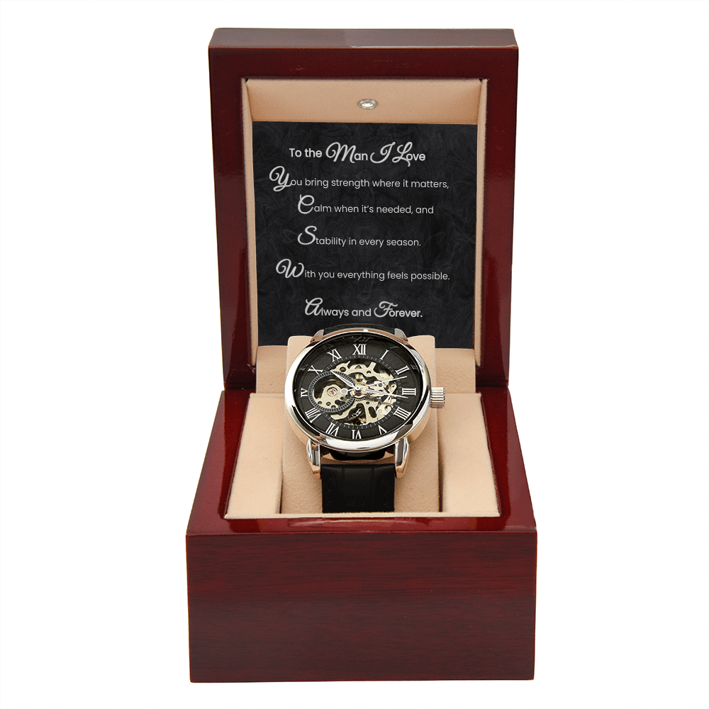 To the Man I Love Openwork Watch Gift with Romantic Message Card