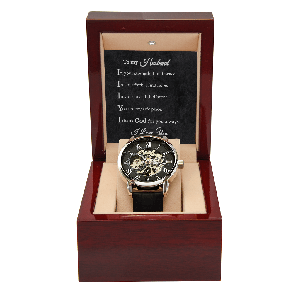 To My Husband Luxury Openwork Mechanical Watch Gift from Wife
