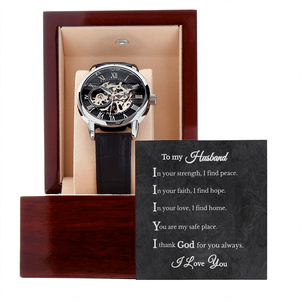 To My Husband Luxury Openwork Mechanical Watch Gift from Wife