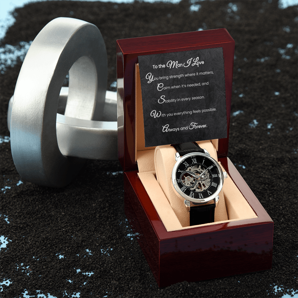 To the Man I Love Openwork Watch Gift with Romantic Message Card