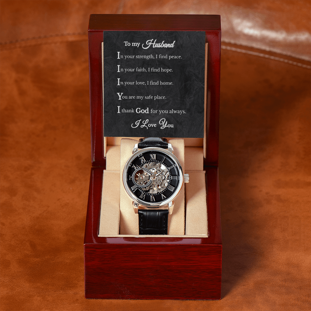 To My Husband Luxury Openwork Mechanical Watch Gift from Wife