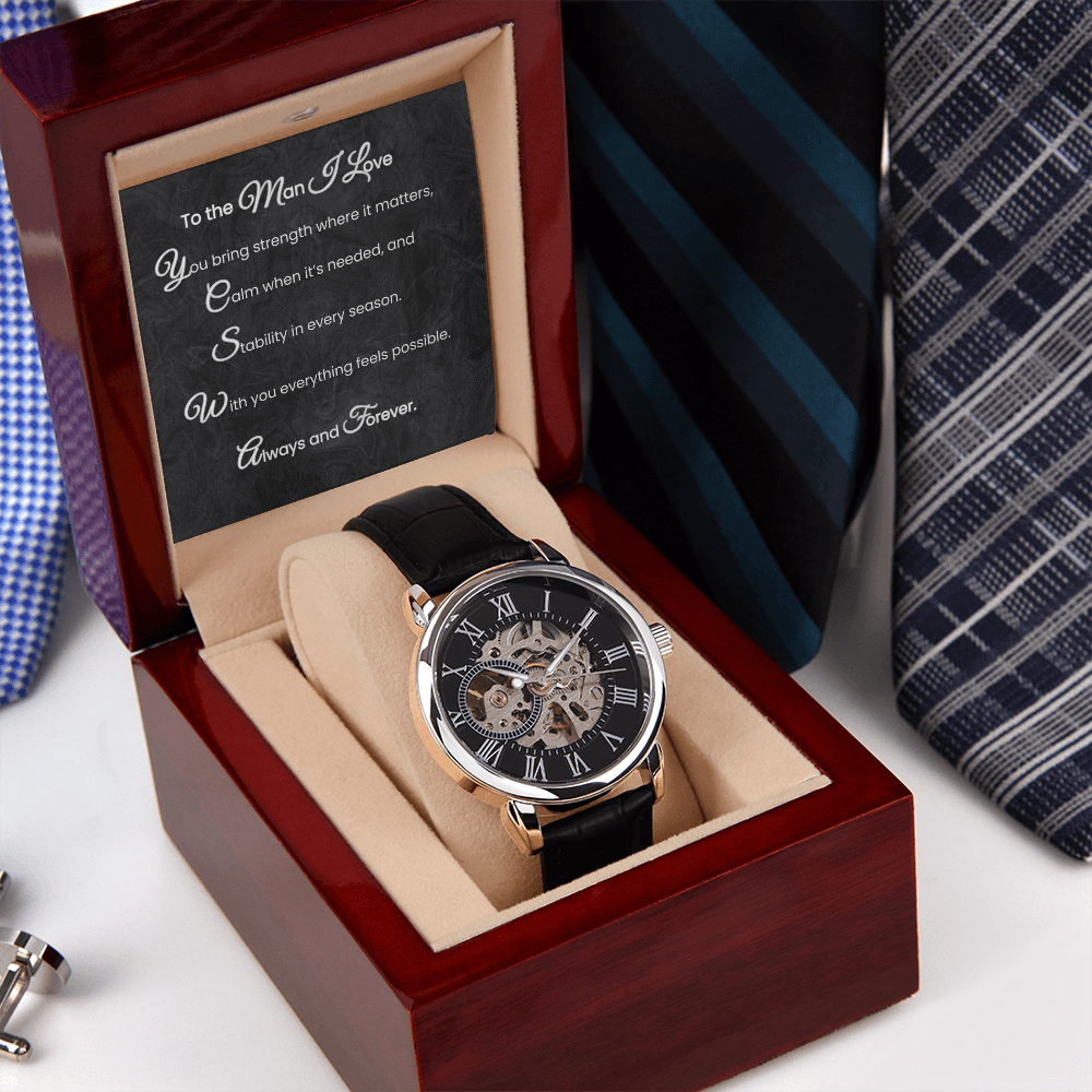 To the Man I Love Openwork Watch Gift with Romantic Message Card