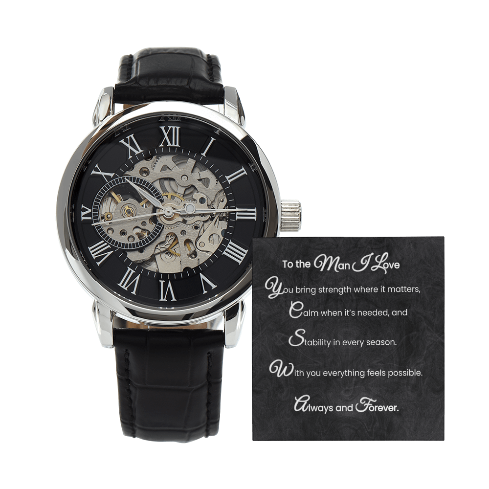 To the Man I Love Openwork Watch Gift with Romantic Message Card