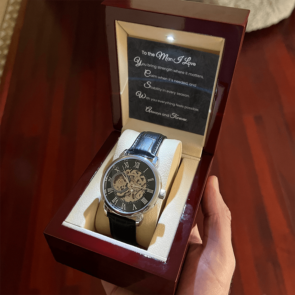 To the Man I Love Openwork Watch Gift with Romantic Message Card