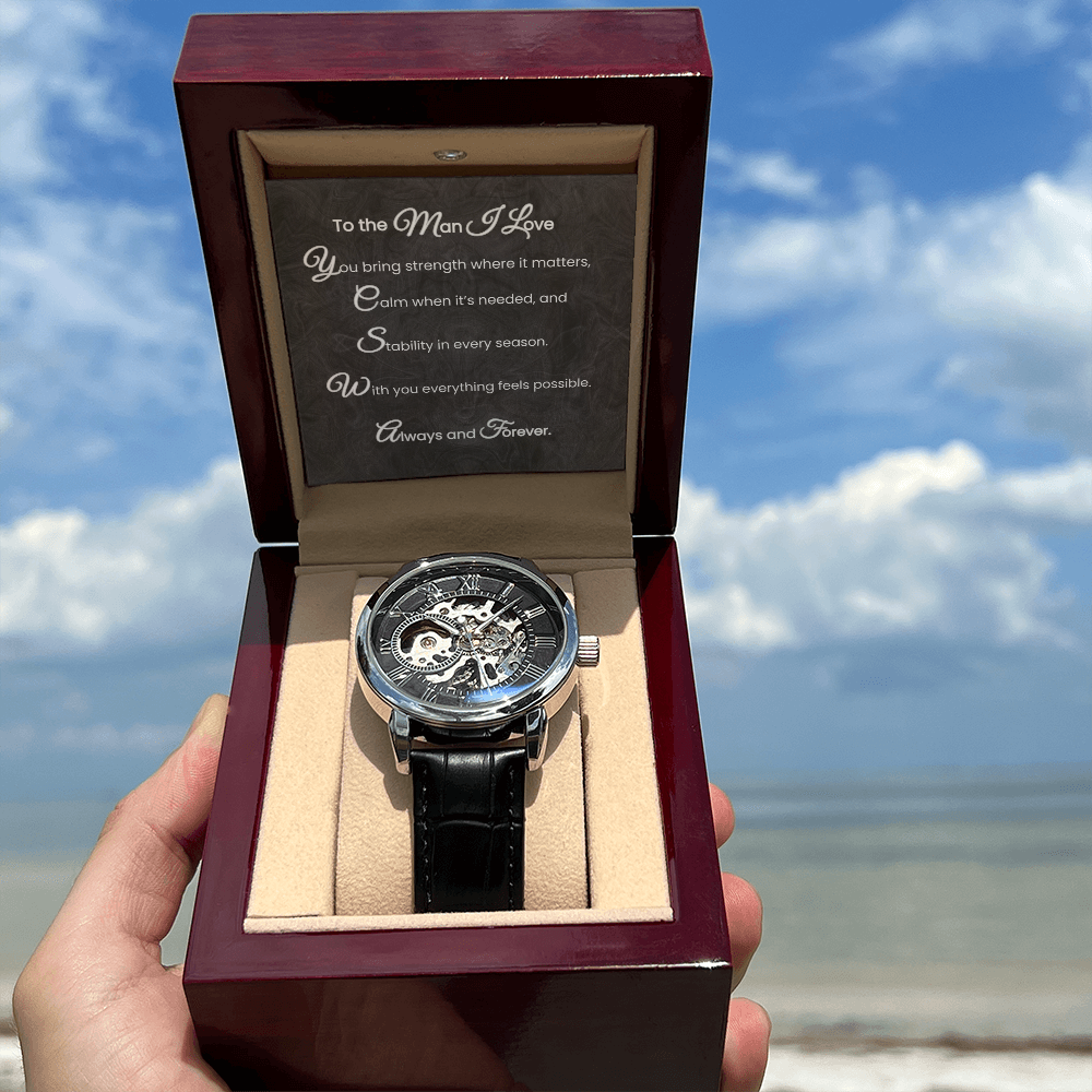 To the Man I Love Openwork Watch Gift with Romantic Message Card