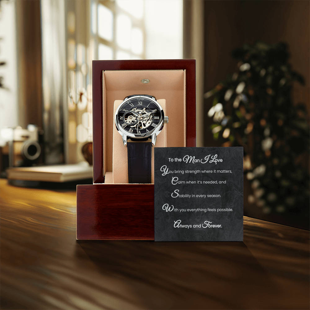 To the Man I Love Openwork Watch Gift with Romantic Message Card