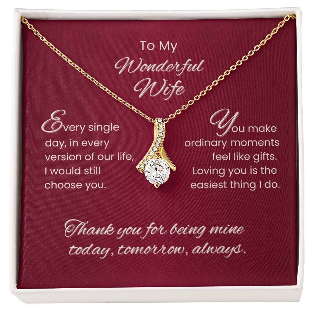 To My Wonderful Wife – Sparkling Love Pendant Necklace Gift