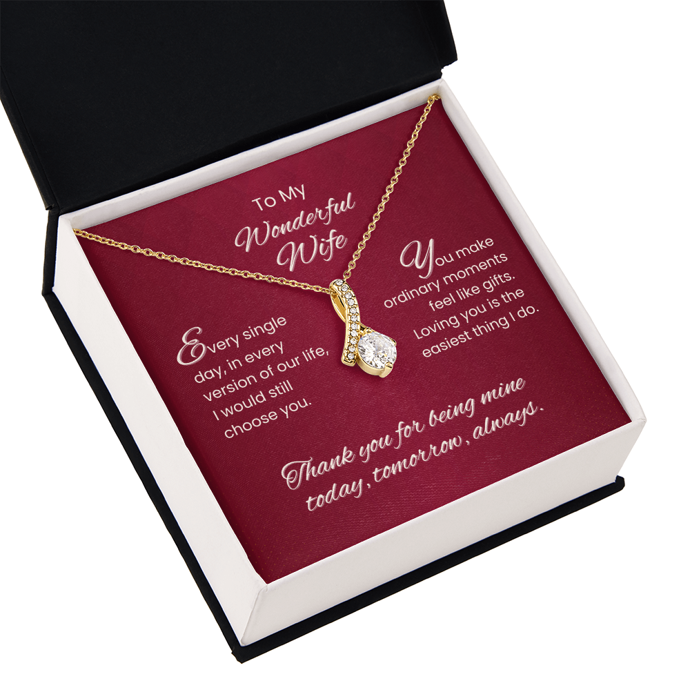 To My Wonderful Wife – Sparkling Love Pendant Necklace Gift