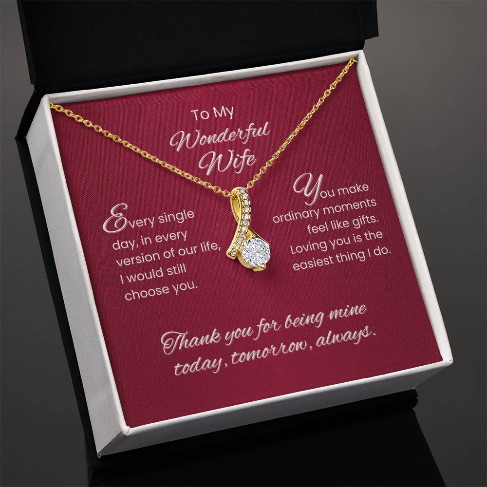 To My Wonderful Wife – Sparkling Love Pendant Necklace Gift