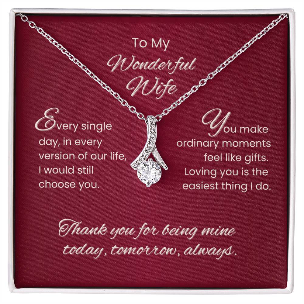 To My Wonderful Wife – Sparkling Love Pendant Necklace Gift