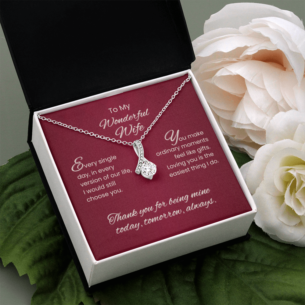To My Wonderful Wife – Sparkling Love Pendant Necklace Gift