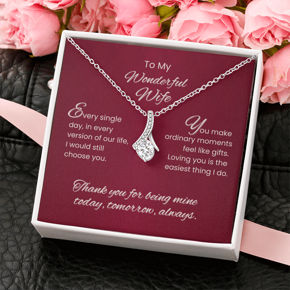 To My Wonderful Wife – Sparkling Love Pendant Necklace Gift