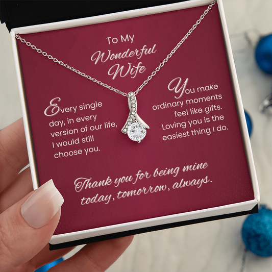 To My Wonderful Wife – Sparkling Love Pendant Necklace Gift