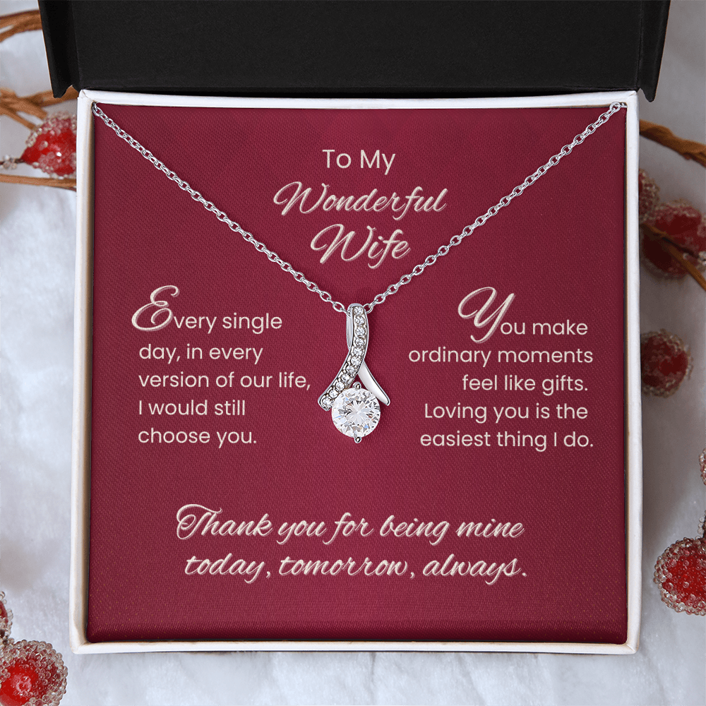 To My Wonderful Wife – Sparkling Love Pendant Necklace Gift