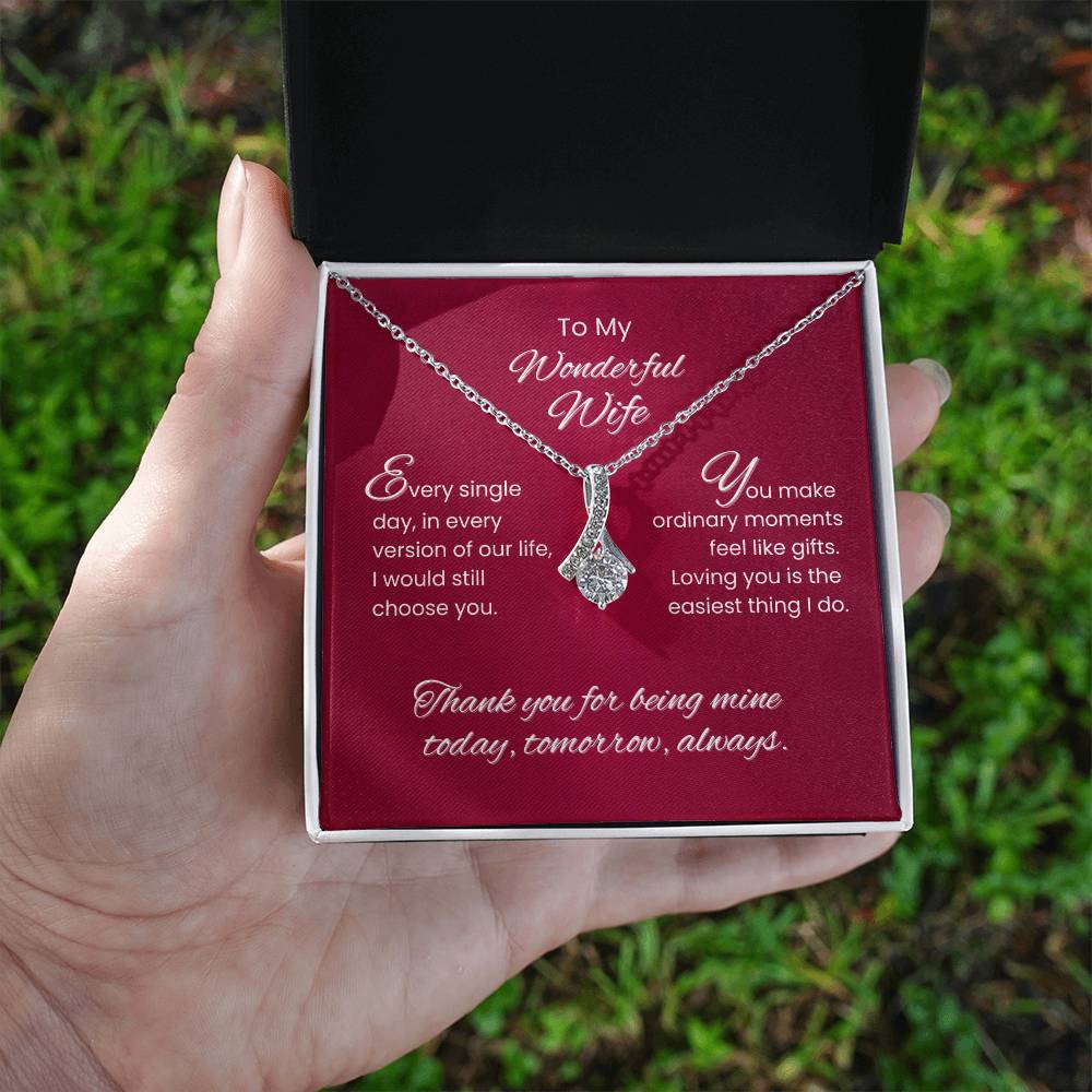 To My Wonderful Wife – Sparkling Love Pendant Necklace Gift