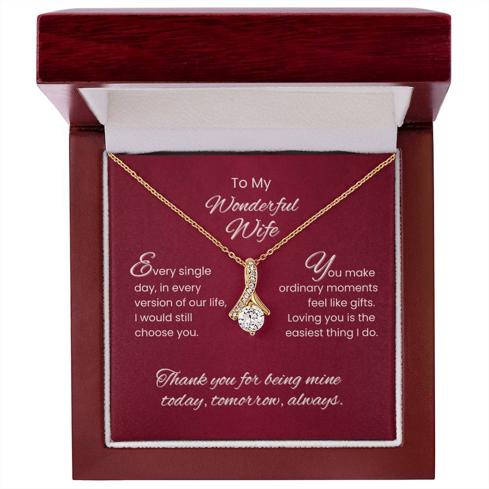 To My Wonderful Wife – Sparkling Love Pendant Necklace Gift