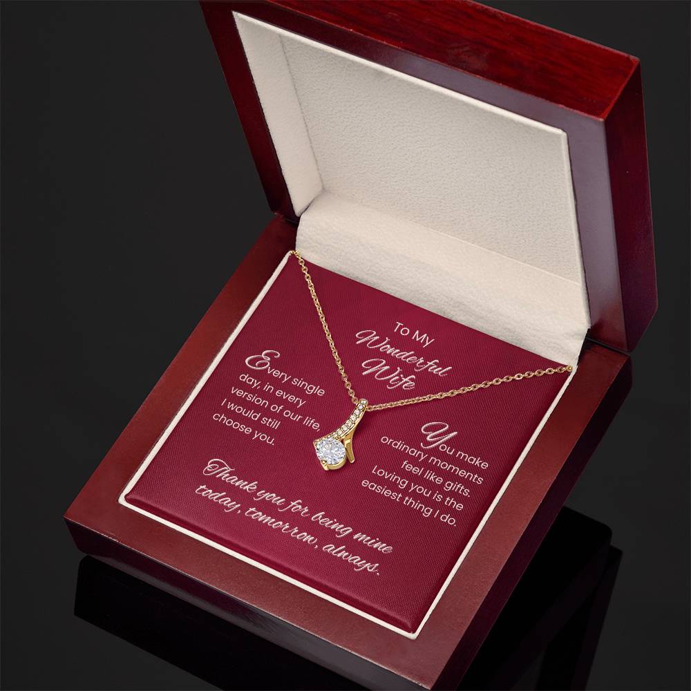To My Wonderful Wife – Sparkling Love Pendant Necklace Gift