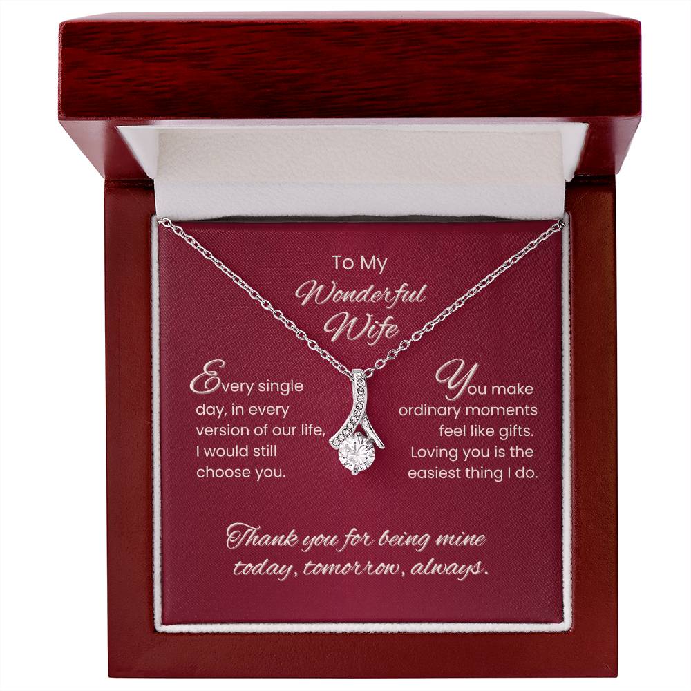To My Wonderful Wife – Sparkling Love Pendant Necklace Gift