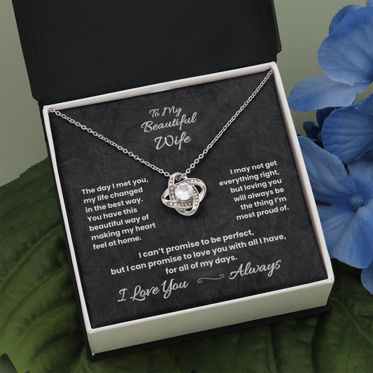 To My Beautiful Wife Love Knot Necklace – Meaningful Gift Jewelry