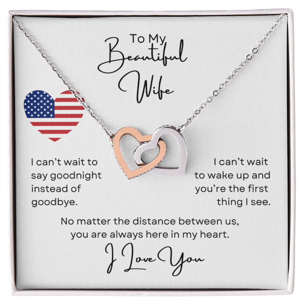 To My Beautiful Wife Interlocking  Love Hearts Necklace Gift For Her