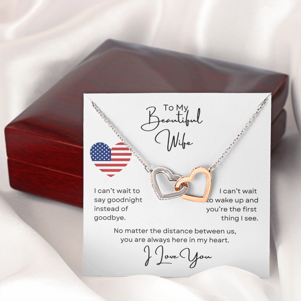 To My Beautiful Wife Interlocking  Love Hearts Necklace Gift For Her