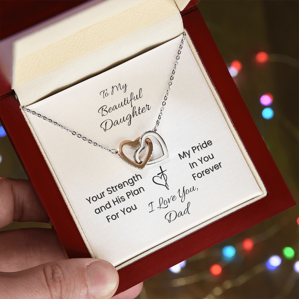 Father to Daughter Interlocking Hearts Necklace – His Plan, My Pride