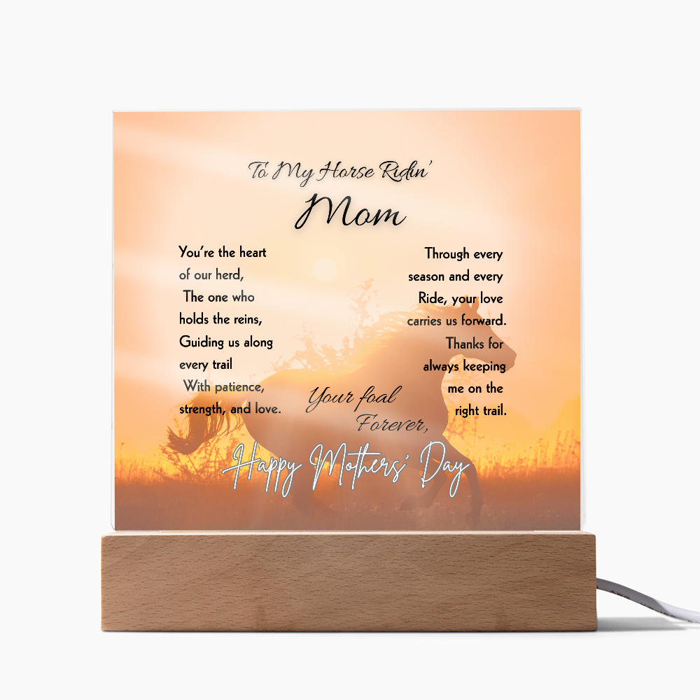 To My Horse Ridin' Mom Acrylic Plaque – Mother's Day Horse Gift