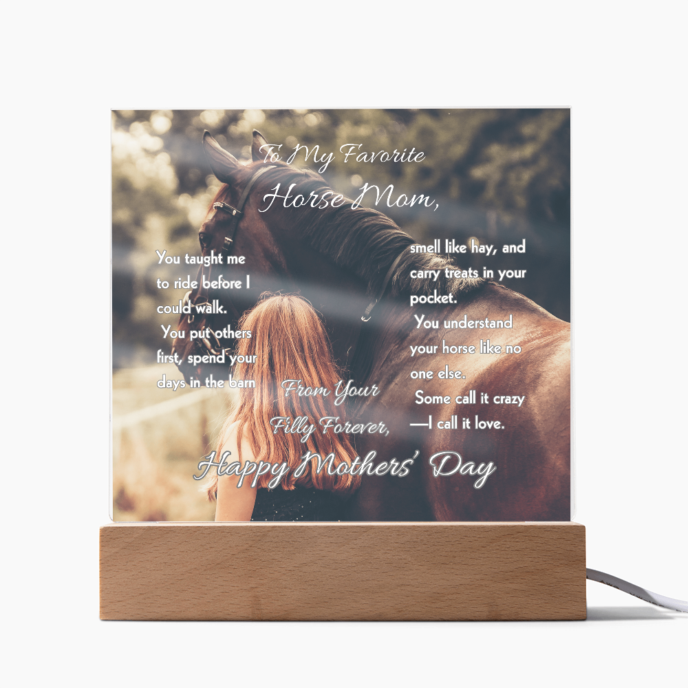 To My Favorite Horse Mom Acrylic Plaque – Mother's Day Gift for Horse Lovers