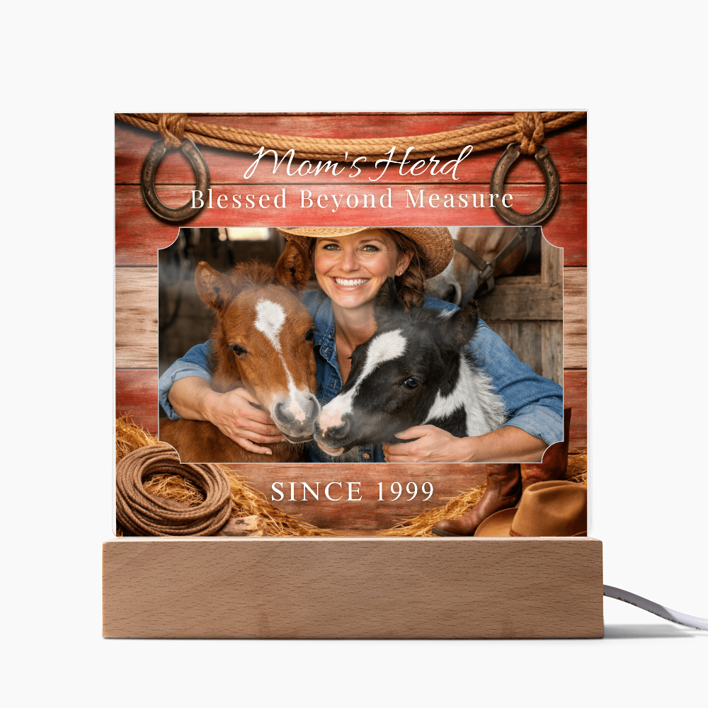 Mom's Herd Blessed Beyond Measure Photo Plaque – Personalized Horse Gift