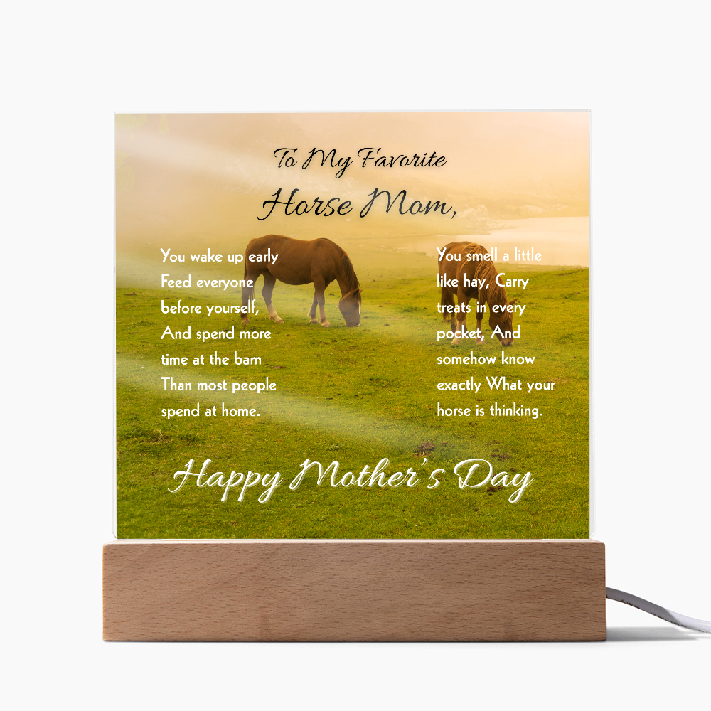 To My Favorite Horse Mom Acrylic Plaque – Perfect Mother’s Day Gift for Horse Lovers