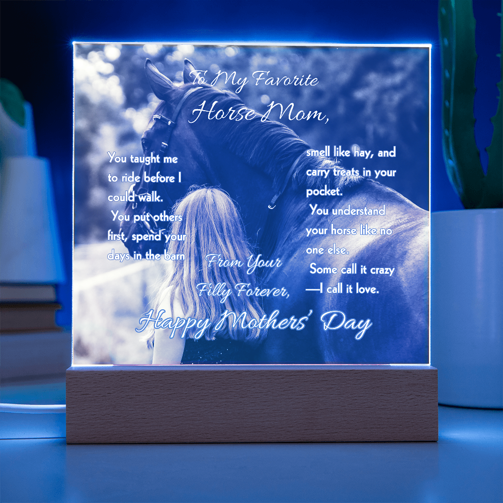 To My Favorite Horse Mom Acrylic Plaque – Mother's Day Gift for Horse Lovers