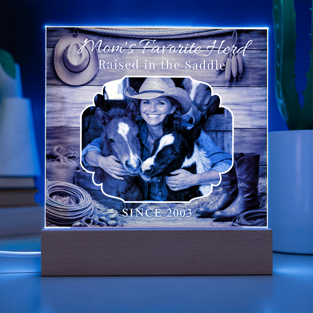 Mom's Favorite Herd Raised in the Saddle Photo Plaque – Personalized Gift for Horse Lovers