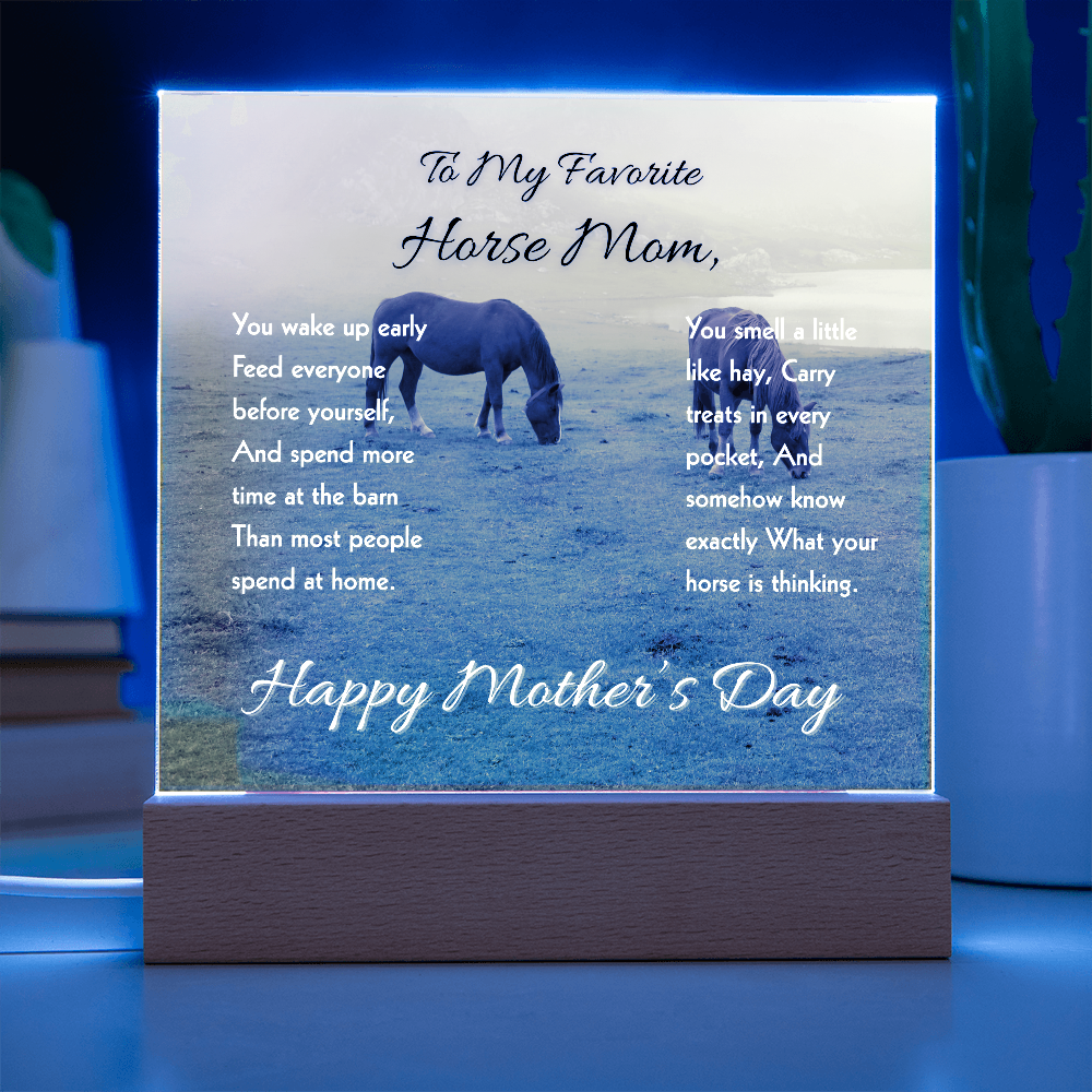 To My Favorite Horse Mom Acrylic Plaque – Perfect Mother’s Day Gift for Horse Lovers