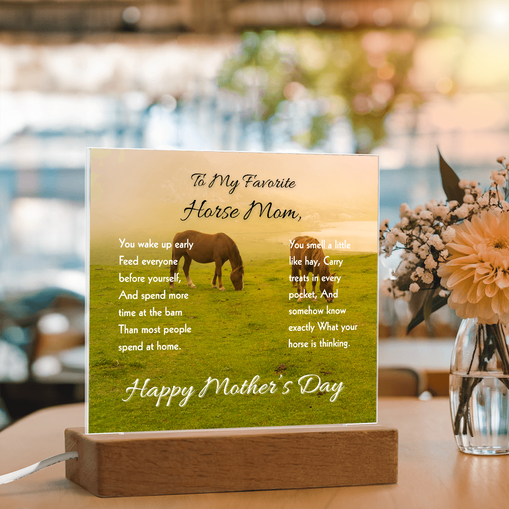To My Favorite Horse Mom Acrylic Plaque – Perfect Mother’s Day Gift for Horse Lovers