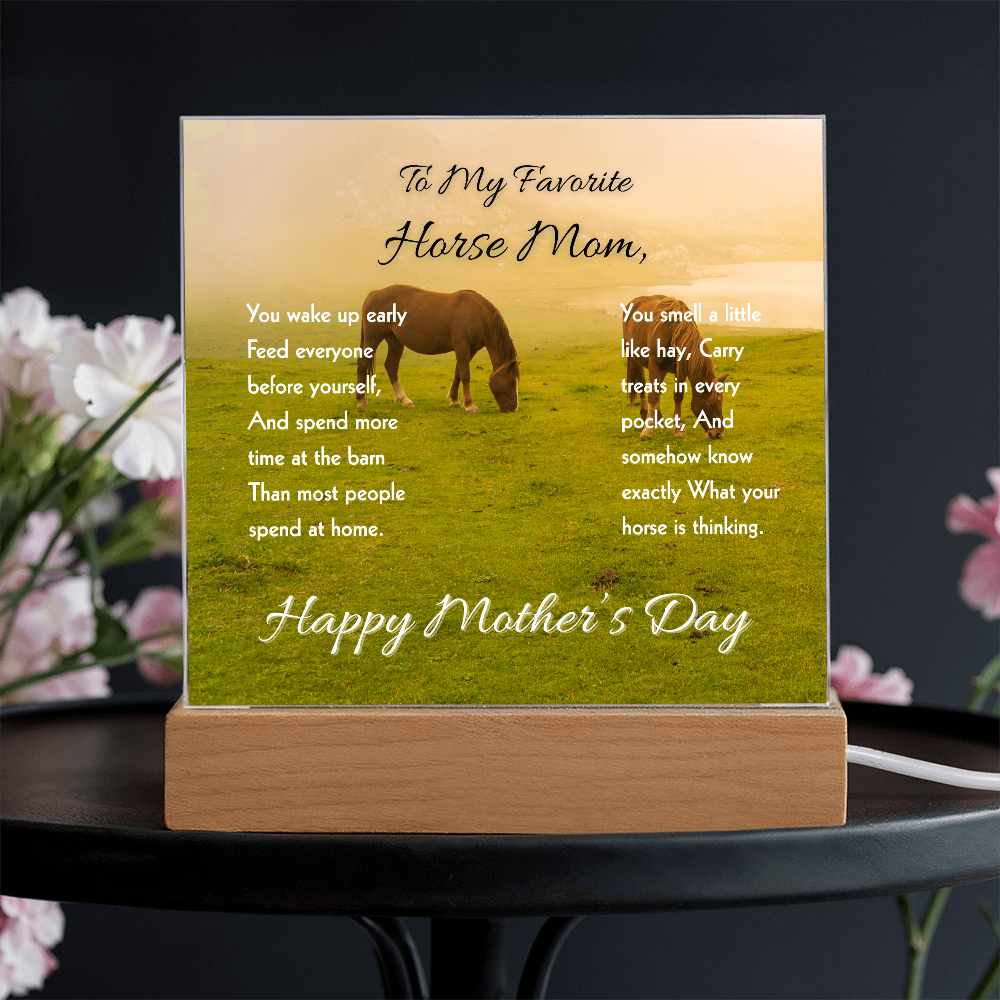 To My Favorite Horse Mom Acrylic Plaque – Perfect Mother’s Day Gift for Horse Lovers