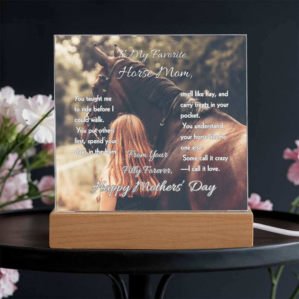 To My Favorite Horse Mom Acrylic Plaque – Mother's Day Gift for Horse Lovers