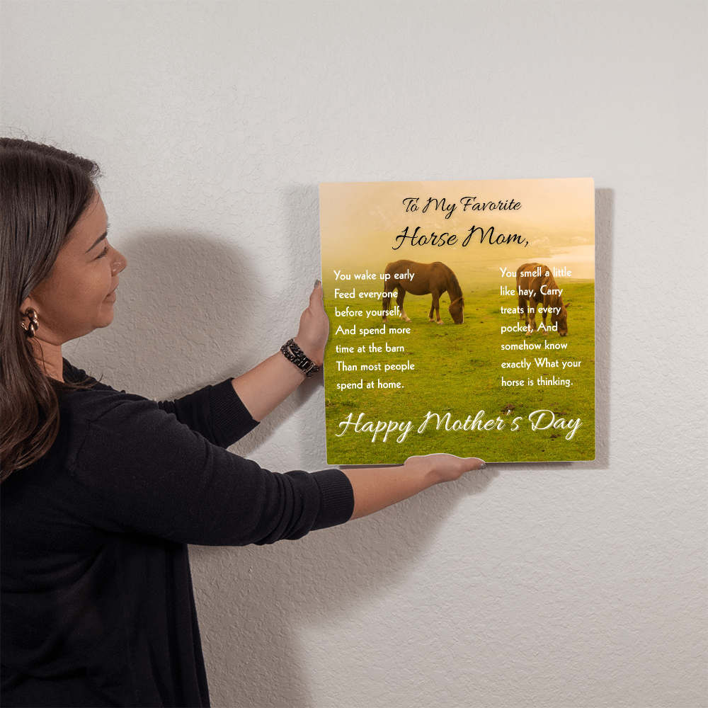 Horse Riding Mom Gloss Metal Art Print – Perfect Mother's Day Gift for Horse Lovers
